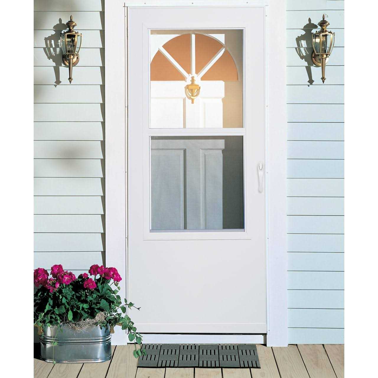 Larson Mobile Home White Mid-View Wood Core Storm Door	Larson Mobile Home White Mid-View Wood Core Storm Door