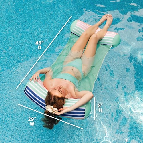 Big Joe Noodle Sling, No Inflation Needed, Pool Float with Armrests, Quick Draining Fabric, Cup Holder