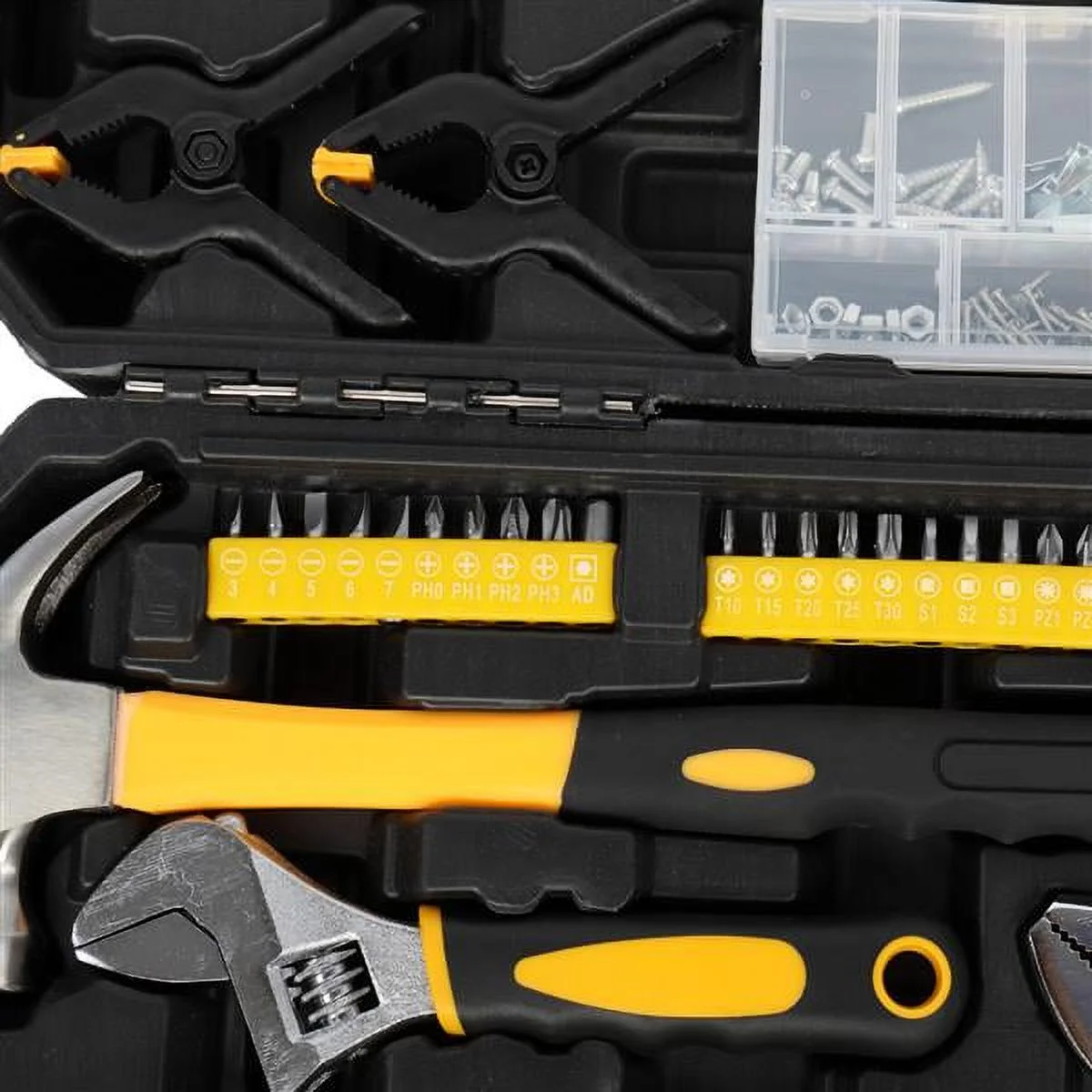 198Pcs Hand Tool Set Mechanics Kit Wrench Household Repair with Case Black & Yellow