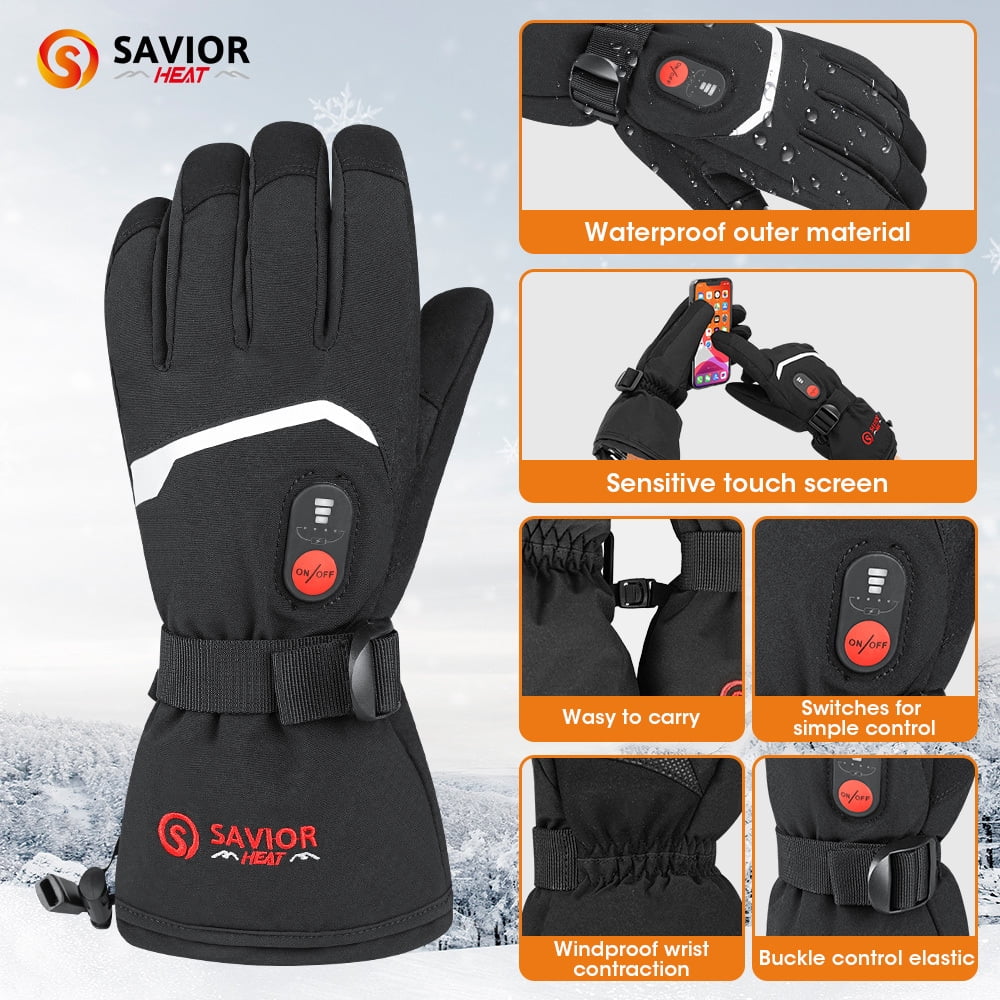 SAVIOR Heat Men Women Heated Gloves with Touchscreen for Cycling Skiing Battery Powered Gloves