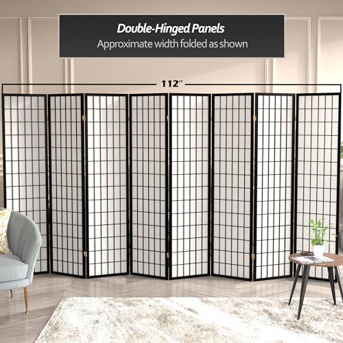 Red Lantern 6 ft. Tall Window Pane Shoji Screen-Natural-4 Panels Room Divider