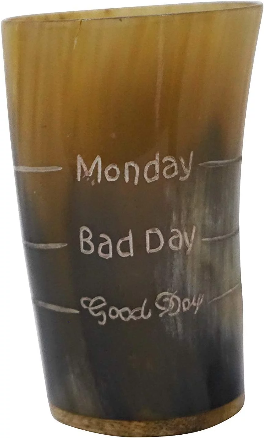 Gift Old Fashioned Whiskey Ox Horn Mug Traditional Good Day Bad Day Monday Bar Handcrafted Authentic Viking Drinking Horn Tankard Tequila Shots Beer,Good Ale – Medieval Inspired Stein Mug Unique