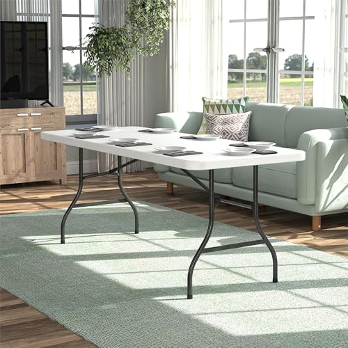 COSCO Molded Folding Banquet Table w/Handle, 6ft, Black