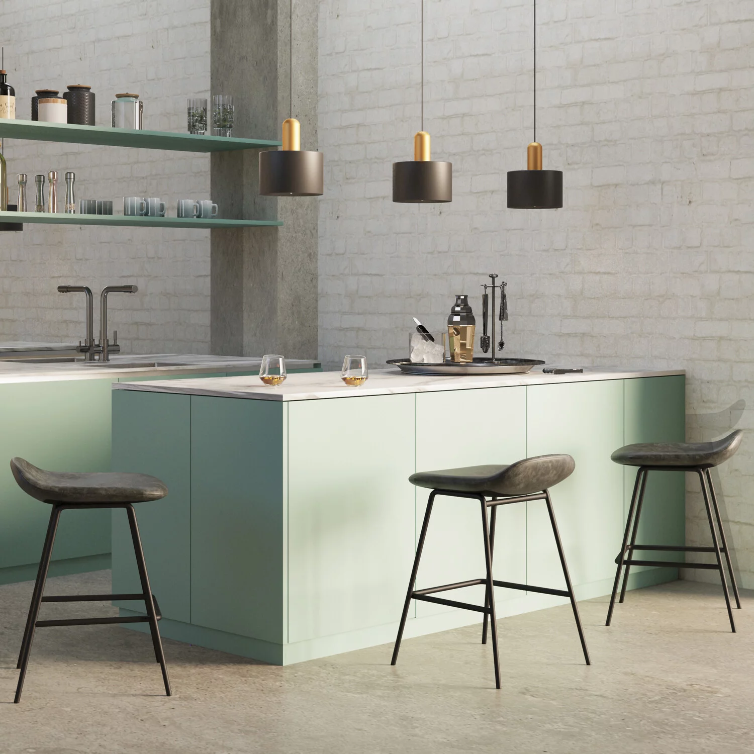 Simpli Home Dafney Height Stool Charcoal Grey Faux Leather