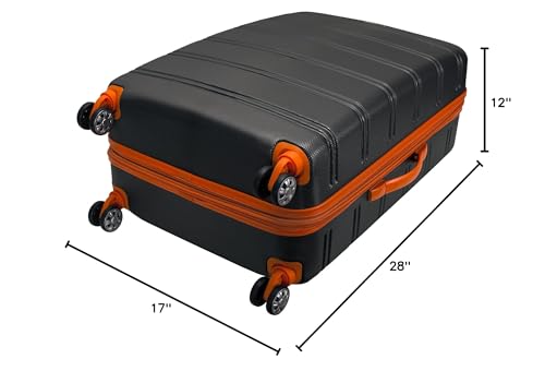 Rockland Melbourne Hardside Expandable Luggage with Spinner Wheels, Blue, Checked Large 28