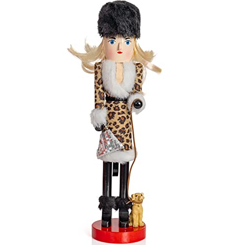 Ornativity Shopping Lady Christmas Nutcracker - Wooden Glitter Shopper with Dog Mom Themed Holiday Nut Cracker Doll Figure Decorations 15