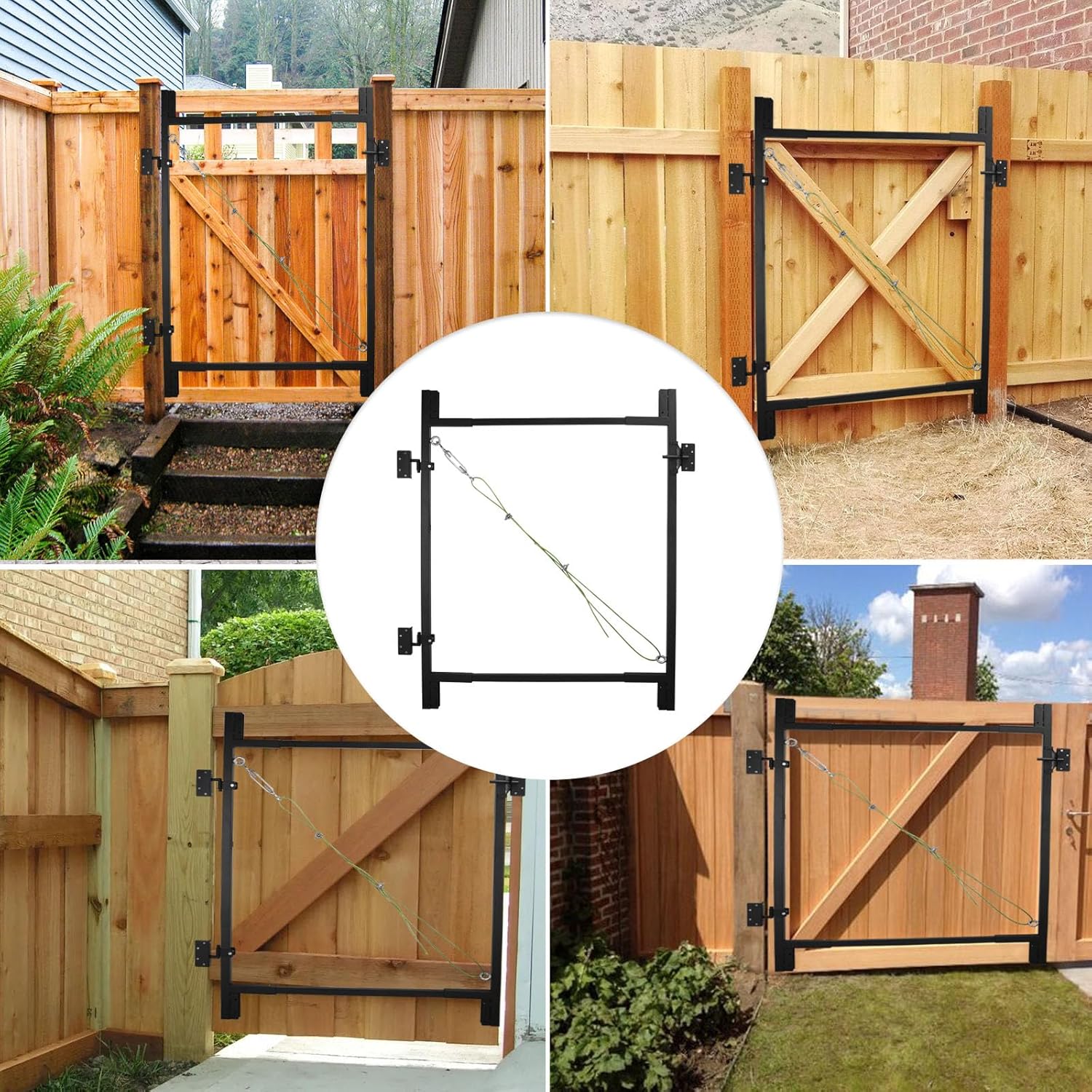 Black DIY Gate Building Kit-Steel Frame Fence Gate Kit-Fits 36 to 72 Inches Wide Openings Up to 6 Feet High Fence
