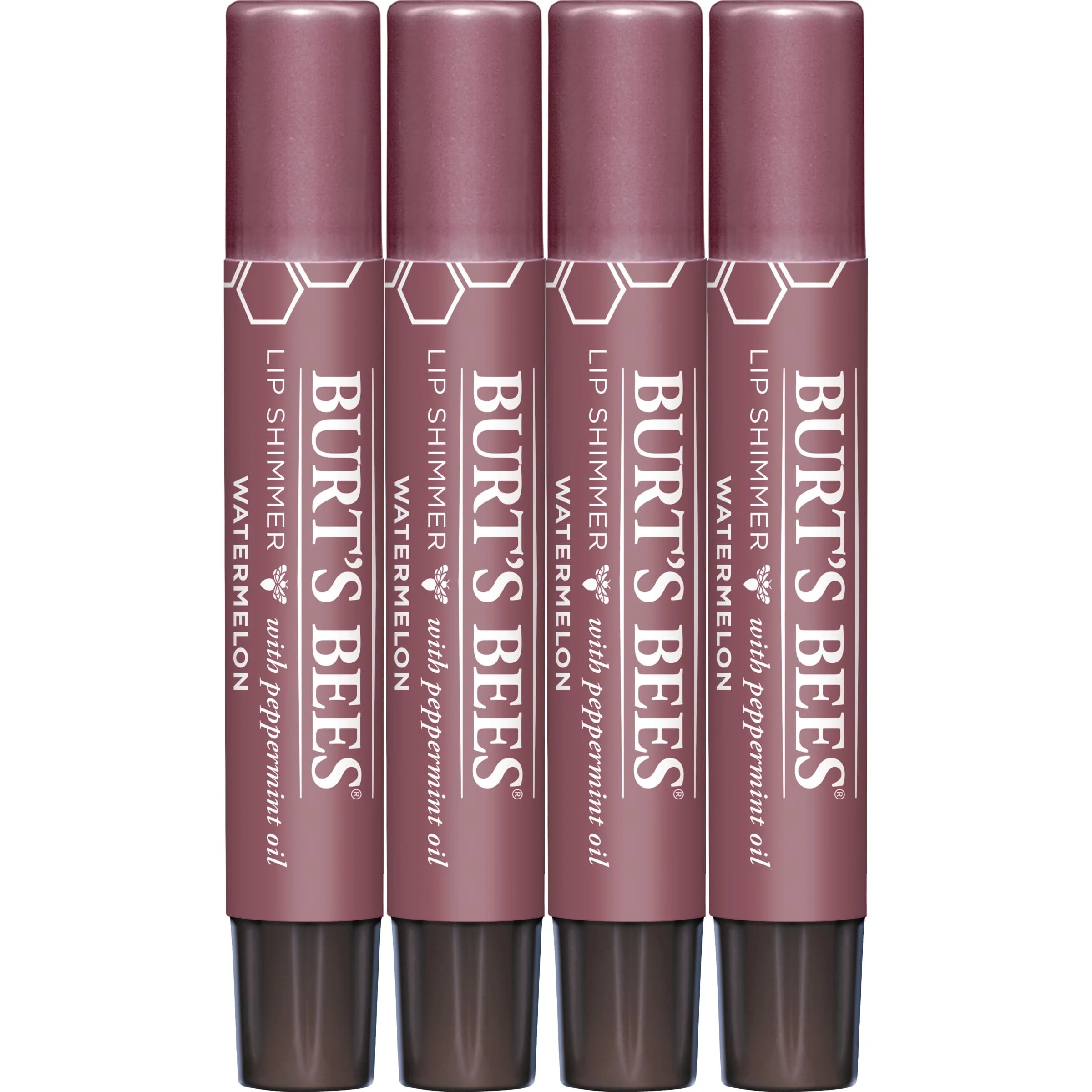 Burt,S Bees Shimmer Lip Tint Stocking Stuffers Set, Tinted Lip Balm Stick, Moisturizing For All Day Hydration With Natural Glowy Pigmented Finish & Buildable Color, Watermelon (4-Pack)