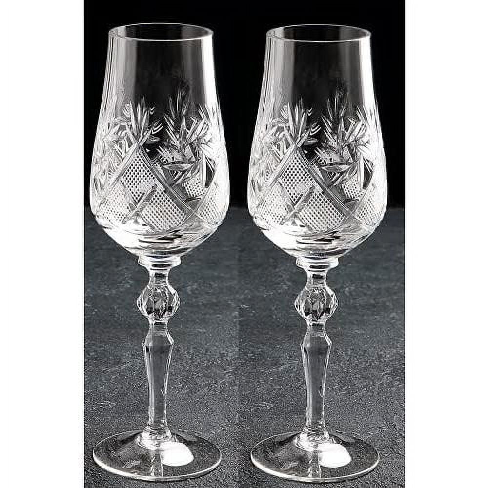 Hand Made Vintage Crystal Champagne Flute Glasses, Wedding Toasting Flutes, Set Of 2