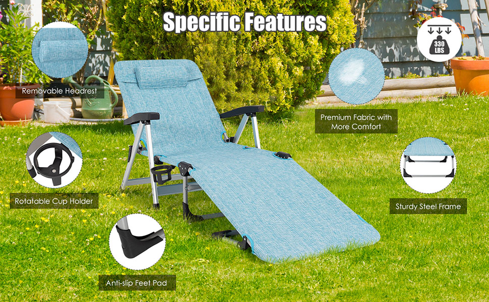 Folding Outdoor Patio Lounger - Goplus