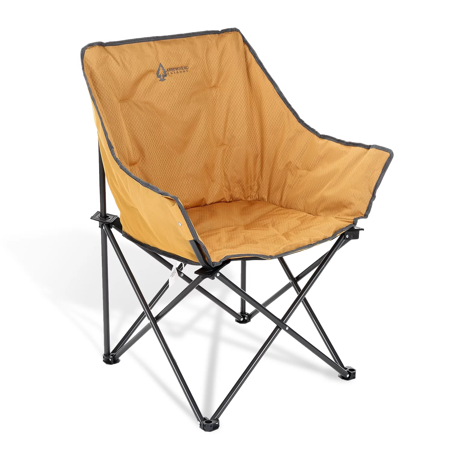 ARROWHEAD OUTDOOR Portable Folding Camping Quad Bucket Chair, Compact, Heavy-Duty, Steel Frame, Supports up to 250lbs | Includes Carrying Bag | USA-Based Support (Tan)