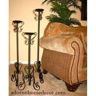Wrought Iron Floor Candle Holders Set Metal Tall Standing