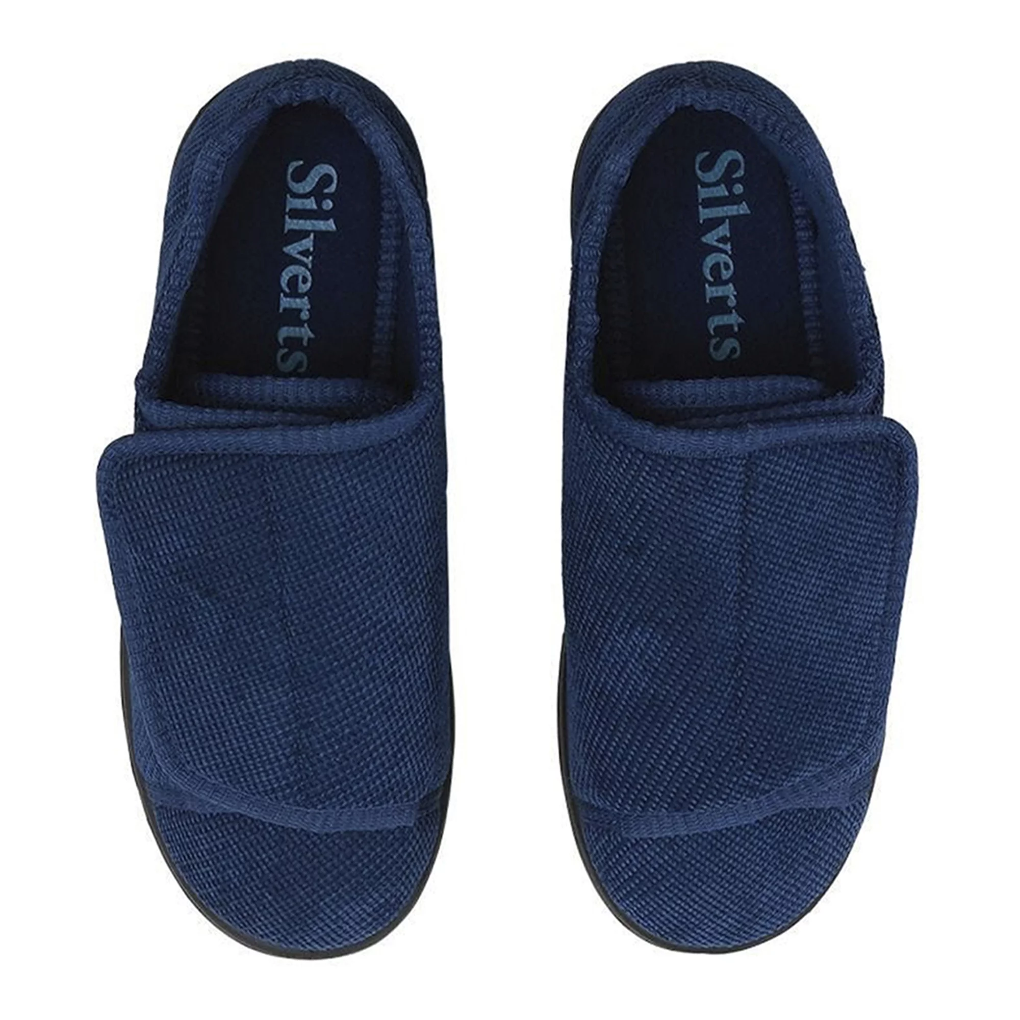 Women’s Double-Extra Wide Easy Closure Slipper for Seniors, 11, Navy