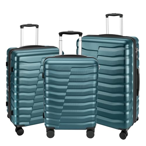 Lightweight Luggage with Spinner Wheels & YKK Zipper, 3-Piece Travel Suitcase ABS+PC Hardshell Luggage Set with TSA Lock, Light Avocado Green (20+24+28 inch)