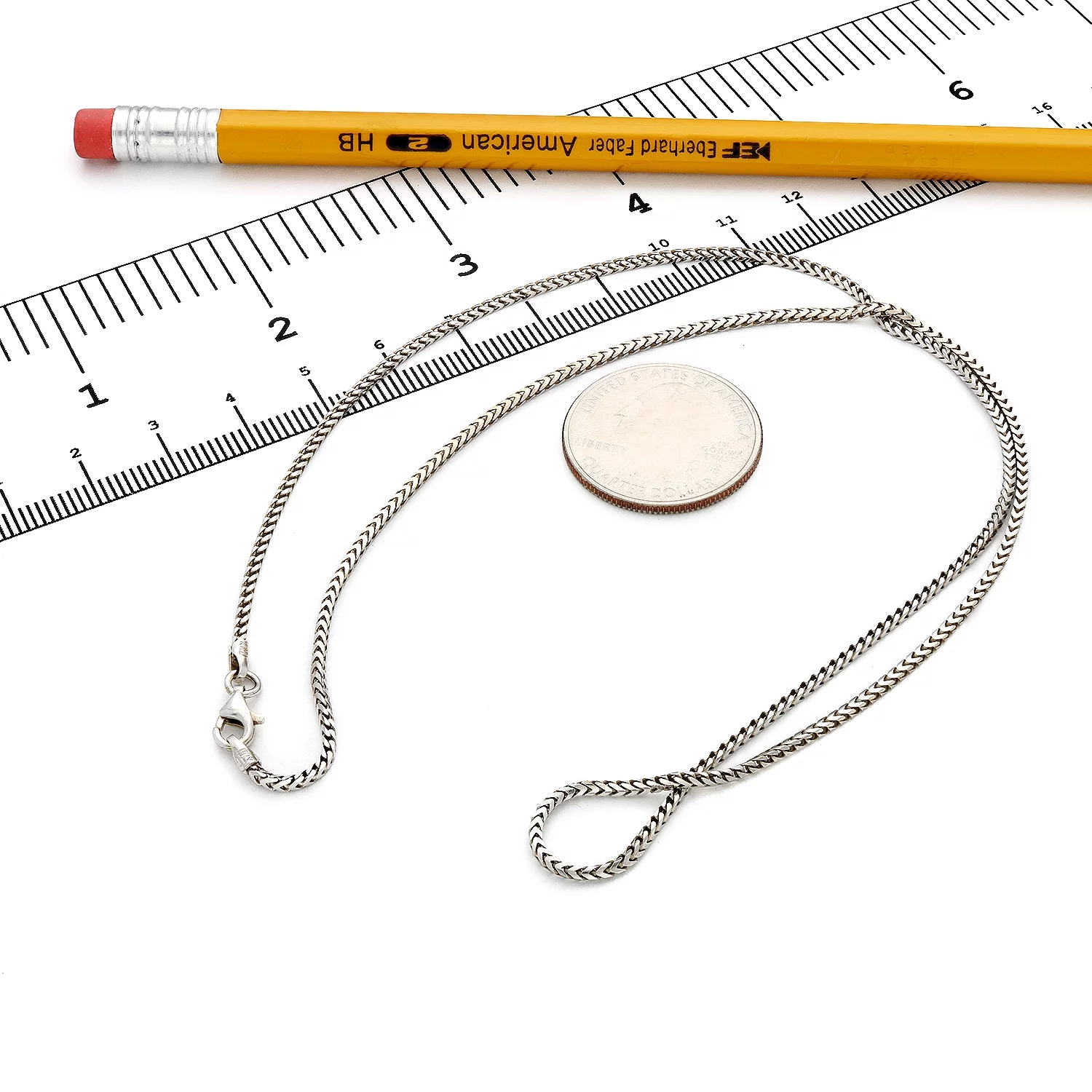 Solid Sterling Silver 1.5mm Franco Chain Necklace 16