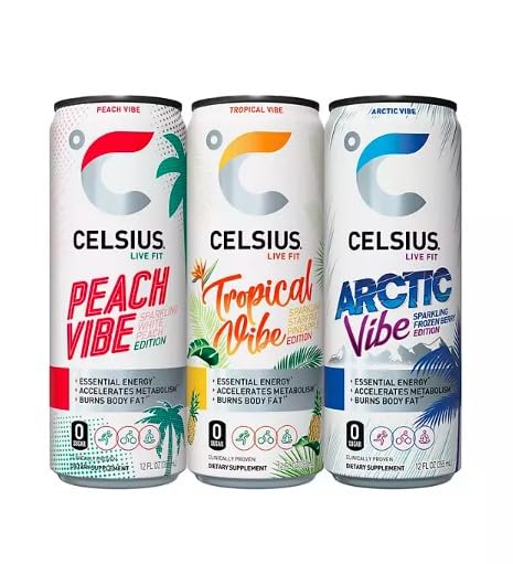 Generic Celsius Sparkling Energy Drink | 12 Pack Variety Sampler | 6 Assorted Flavors In Every Package | No Sugar or Preservatives | 12 fl oz, Slim Cans
