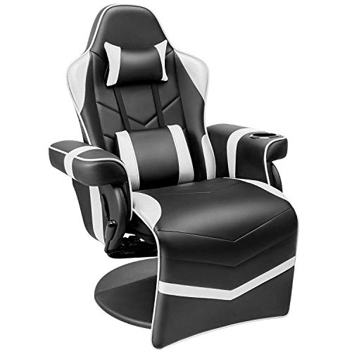 Homall Computer Racing Style Pu Leather Ergonomic Adjusted Reclining Video Gaming Single Sofa Chair with Footrest Headrest and Lumbar Support (Black)
