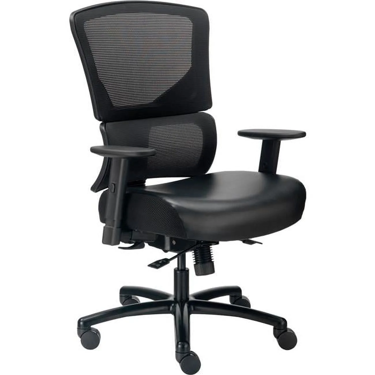 Global Industrial 695643L Interion 24 Hour Big & Tall Mesh Back Chair with Synthetic Leather - Black