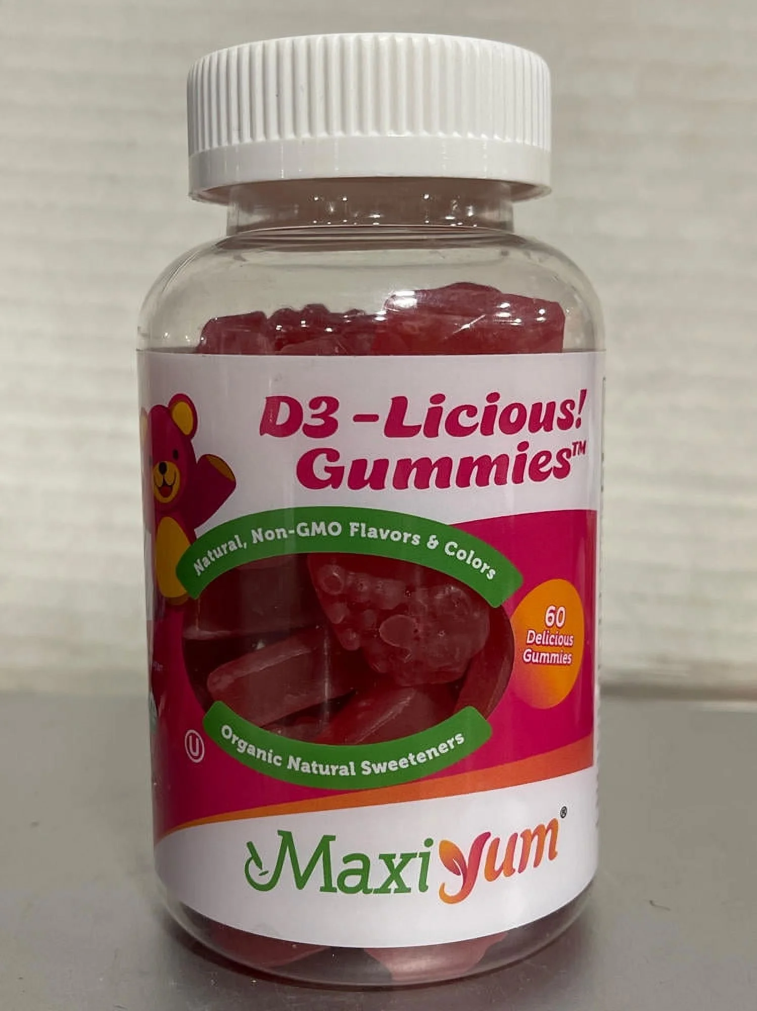 Maxi Health Kosher Vitamin D3 1000 IU Organic D3-Licious Gummies Cherry Flavor  - 60 Jellies