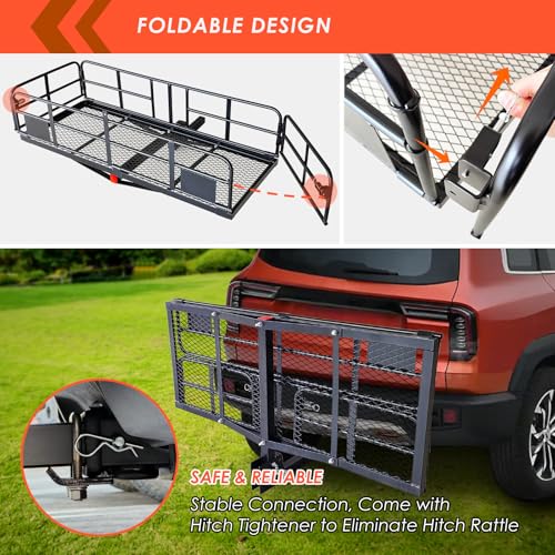 MeeFar Folding Hitch Mount Cargo Carrier Basket 60