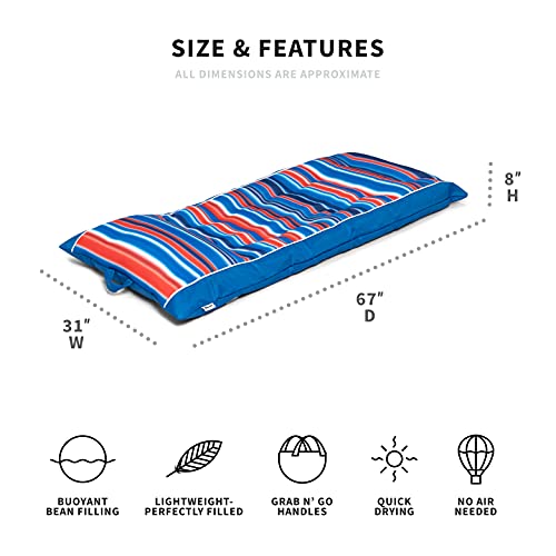 Big Joe Kona Hammock No Inflation Needed Pool Lounger with Headrest, Quick Draining Fabric, 4 feet Big