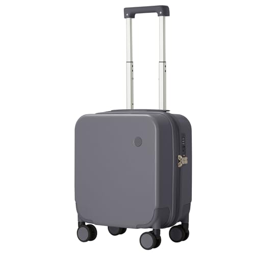 mixi Upgrade Carry on Luggage 14 Inch Underseat Personal Item Suitcases with Spinner Wheels, Hardside Rolling Suitcase PC with TSA Lock Lightweight Travel Case, Fine Grid Black