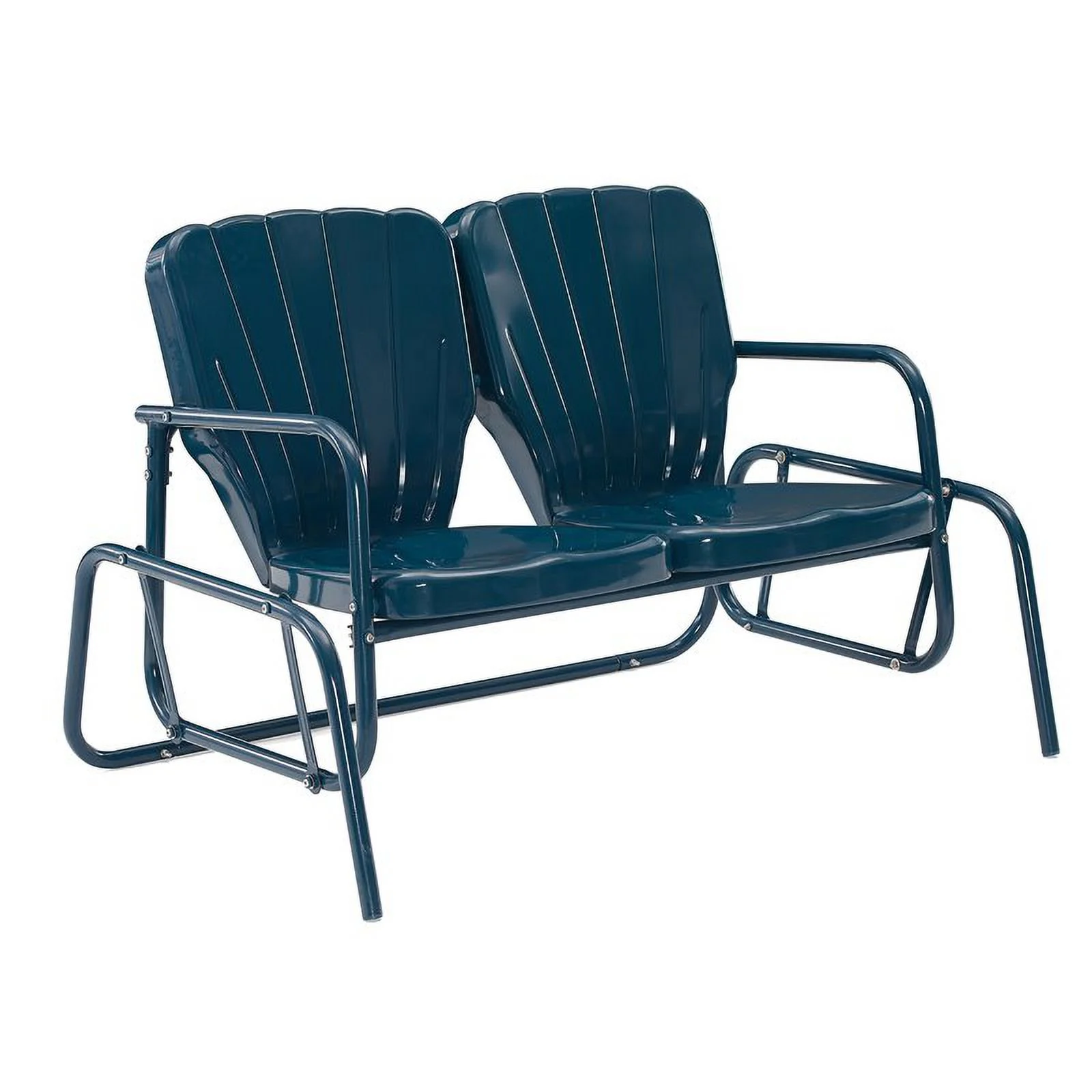 Afuera Living Contemporary Metal Outdoor Loveseat Glider in Navy