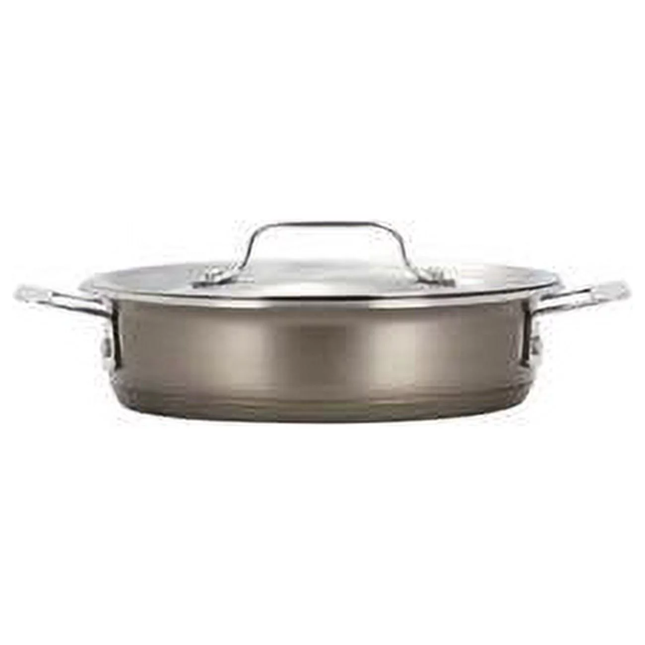 1 qt 24 oz Hotstone Taupe Cucina Round Casserole with Lid - Induction Bottom