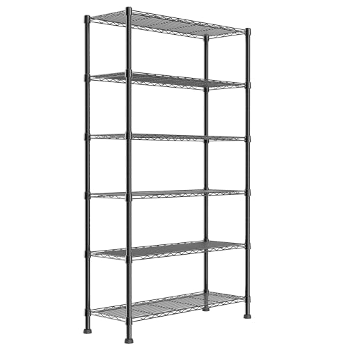 REGILLER 6 Wire Shelving Steel Storage Rack Adjustable Unit Shelves for Laundry Bathroom Kitchen Pantry Closet(Silver, 11.7