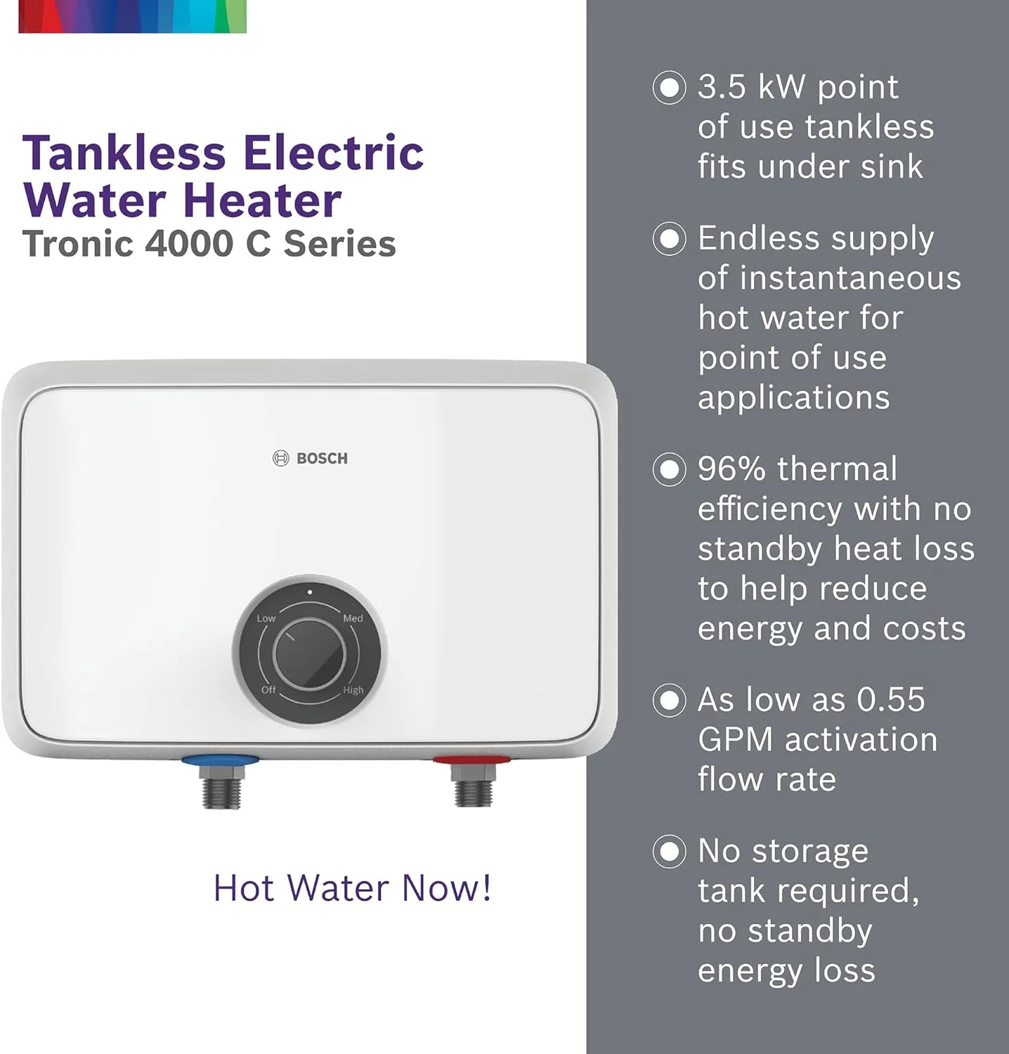LIHONG Tronic 4000 Electric Tankless Water Heater, 3.5 kW, 13 x 8.5 x 4.5