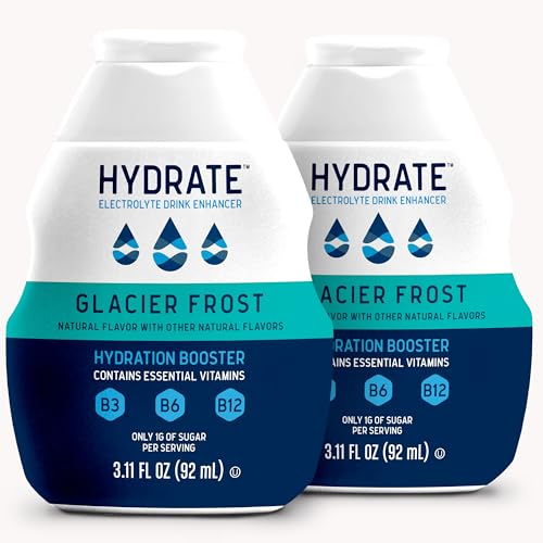 Hydrate Electrolyte Liquid Drink Enhancer Drops, Low Sugar, Low Calorie, Natural Flavor Hydration Mix with Essential Vitamins B3 B6 B12 (Mixed Berry (2 Pack))