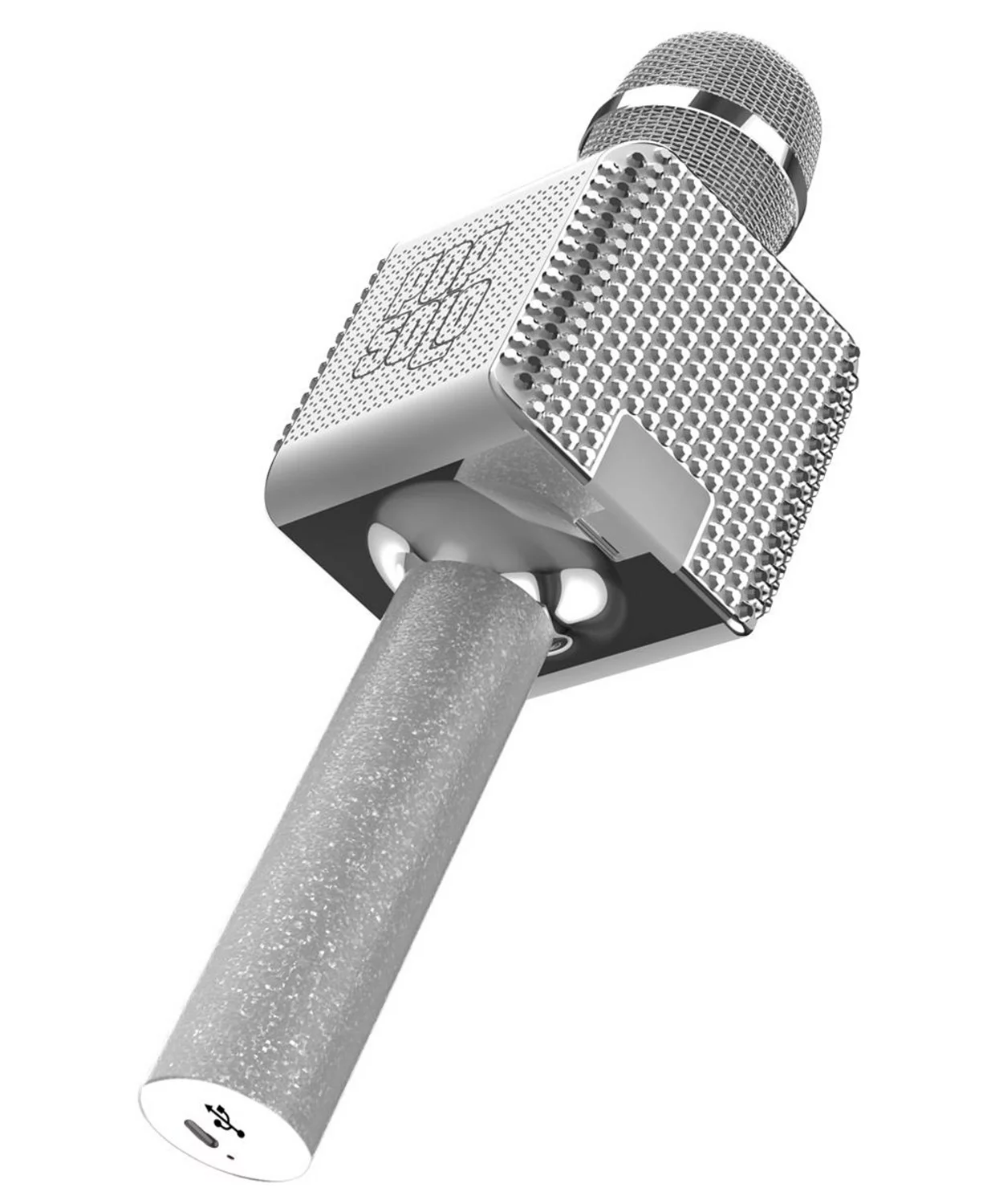 PopSolo Bling ? Rechargeable Bluetooth Karaoke Microphone and Voice Mixer with Smartphone Holder