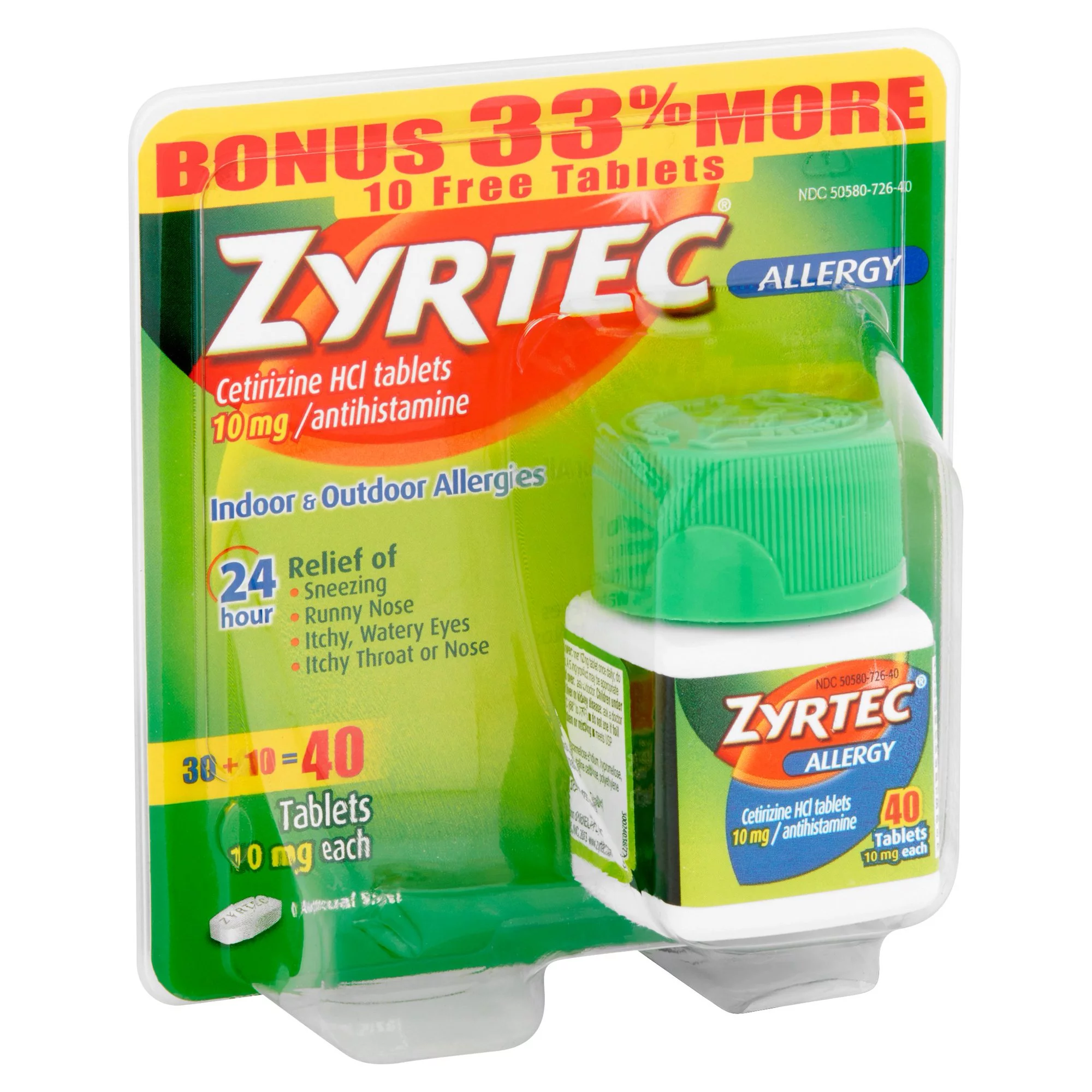 Zyrtec 24 Hour Allergy Relief Tablets, 30+10 Ct *EN