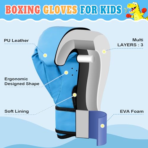 2 Pair Boxing Gloves for Boys and Girls Age 3 to 9 Years, Kids Boxing Training Gloves for Beginners & Kids, MMA Sparring Gloves for Punching Bag Kickboxing Muay Thai