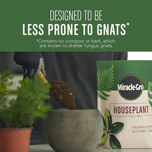 Miracle-Gro Houseplant Potting Mix - Fertilized Soil, Designed to be Less Prone to Gnats, 4 qt. (2-Pack)