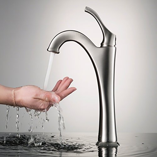 KRAUS KVF-1200BG Arlo™ Brushed Gold Tall Vessel Bathroom Faucet with Pop-Up Drain