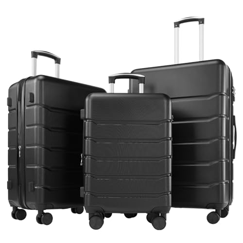 Sweetcrispy Carry on Luggage, Hard Shell ABS, Double Spinner Wheels Lightweight Suitcase TSA Lock, Navy Blue, 24 Inch