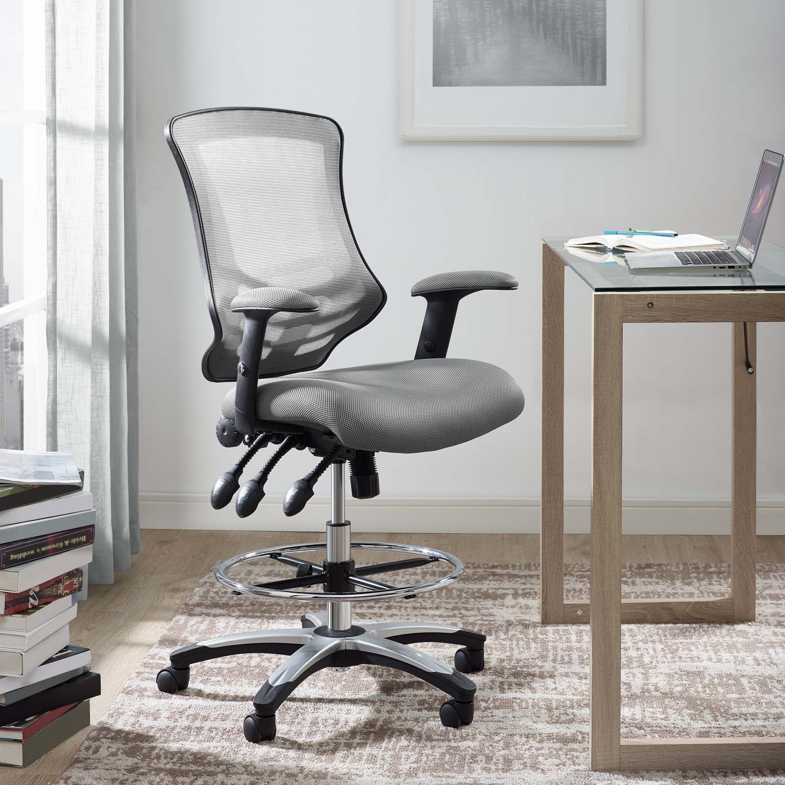 Modway Calibrate Mesh Drafting Chair in Gray