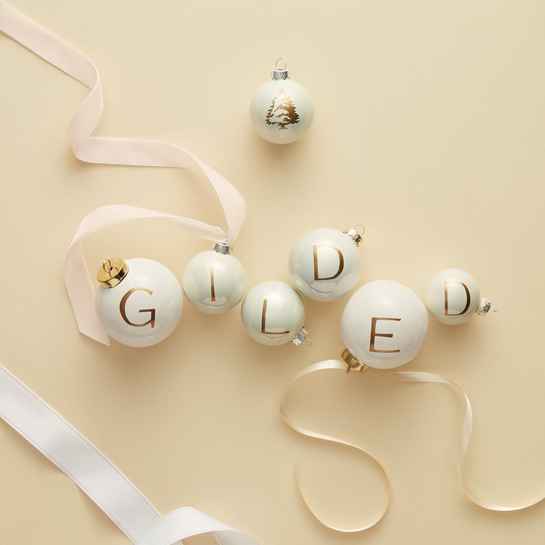 Thymes Frasier Fir Candle - Gilded Ceramic 3-Wick Jar Candle - Scented Candle with a Luxury Home Fragrance - Elegant Holiday Candle - Gilded White Candle with 24-Karate Gold Rim (20 oz)