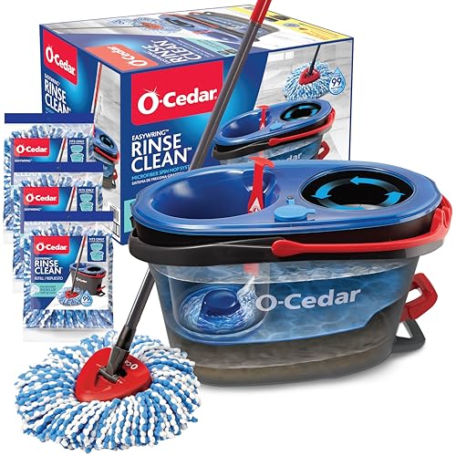 O-Cedar RinseClean Spin Mop & Bucket System | Clean with Clean Water | Removes 99% of Bacteria