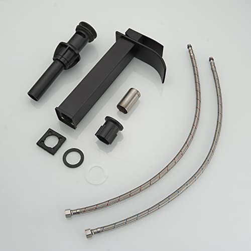 BWE Vessel Sink Faucet Modern Waterfall Chrome Single Hole Bathroom Faucet Single Handle with Pop up Drain Without Overflow Assembly Vanity Basin Bath Sink Faucets Mixer Tap