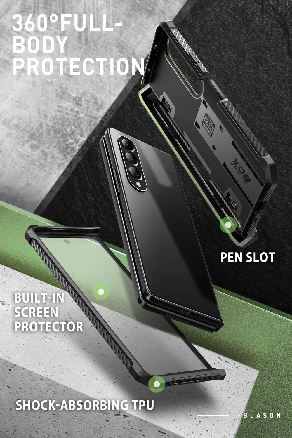 i-Blason ArmorBox - Protective case for cell phone - dark green - for Samsung Galaxy Z Fold4