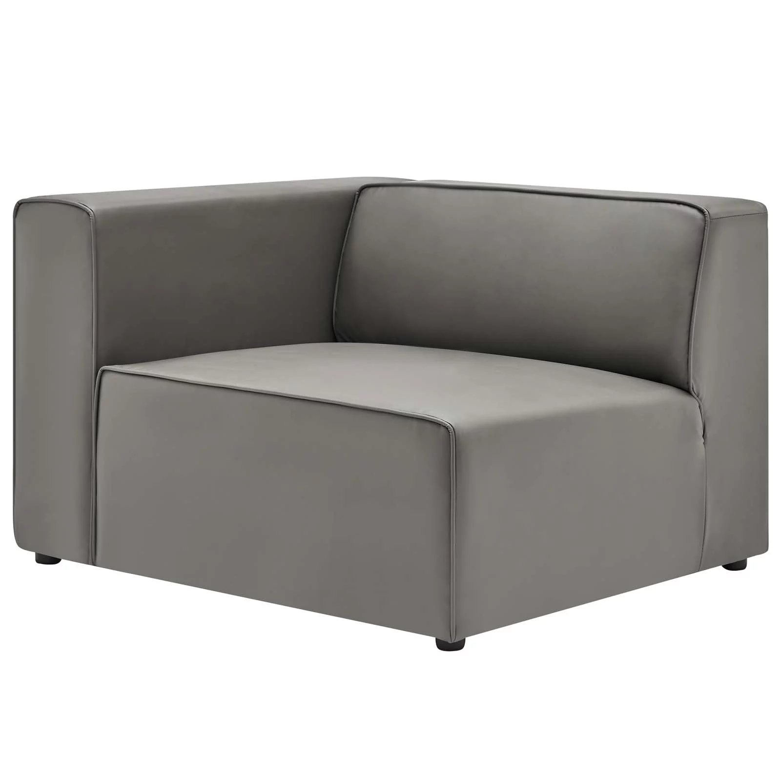Modway Mingle Vegan Leather 3-Piece Sectional Sofa in Gray
