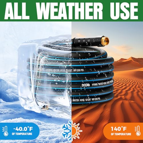Heavy Duty Garden Hose 25ft, NON-EXPANDABLE Flexible Water Hose, Kink Resistant Lightweight Hybrid Hose, Leakproof Hose Male to Female Fittings