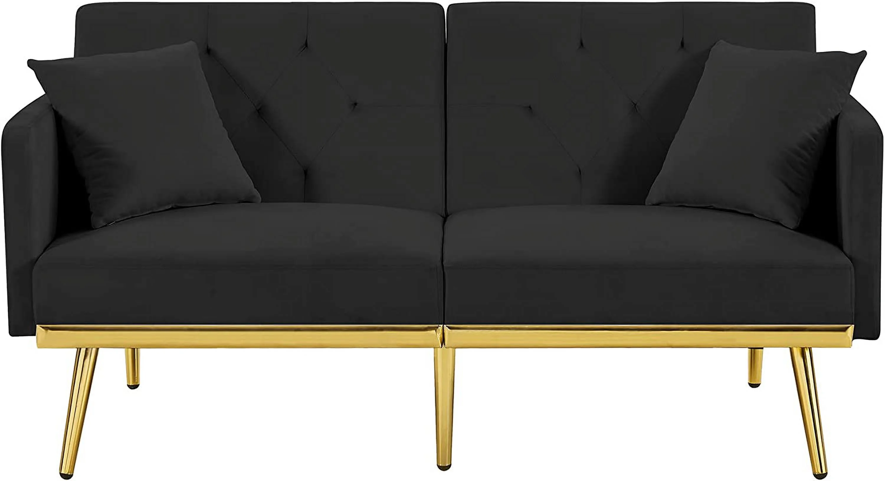 Futon Sofa Bed, Convertible Sleeper Sofa, Upholstered Loveseat Sofa Couch With Side Pocket & Adjustable Back, Modern Folding Sofa Bed, For Small Space, Living Room, Apartment, Black