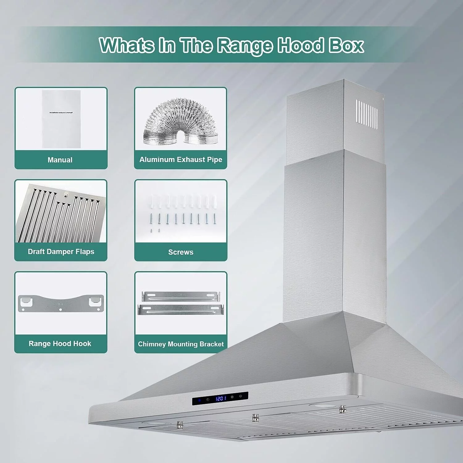 Tieasy 36 inch Wall Mount Range Hood Stainless Steel Kitchen Stove Vent 700CFM 3-Speed Fan Hood