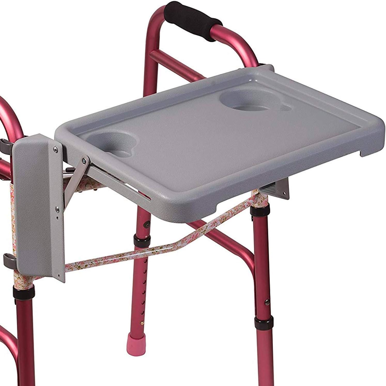 DMI Walker Tray with Cup Holders for Folding Walkers, Mobility Accessory Tray Table Fits Most Standard Walkers
