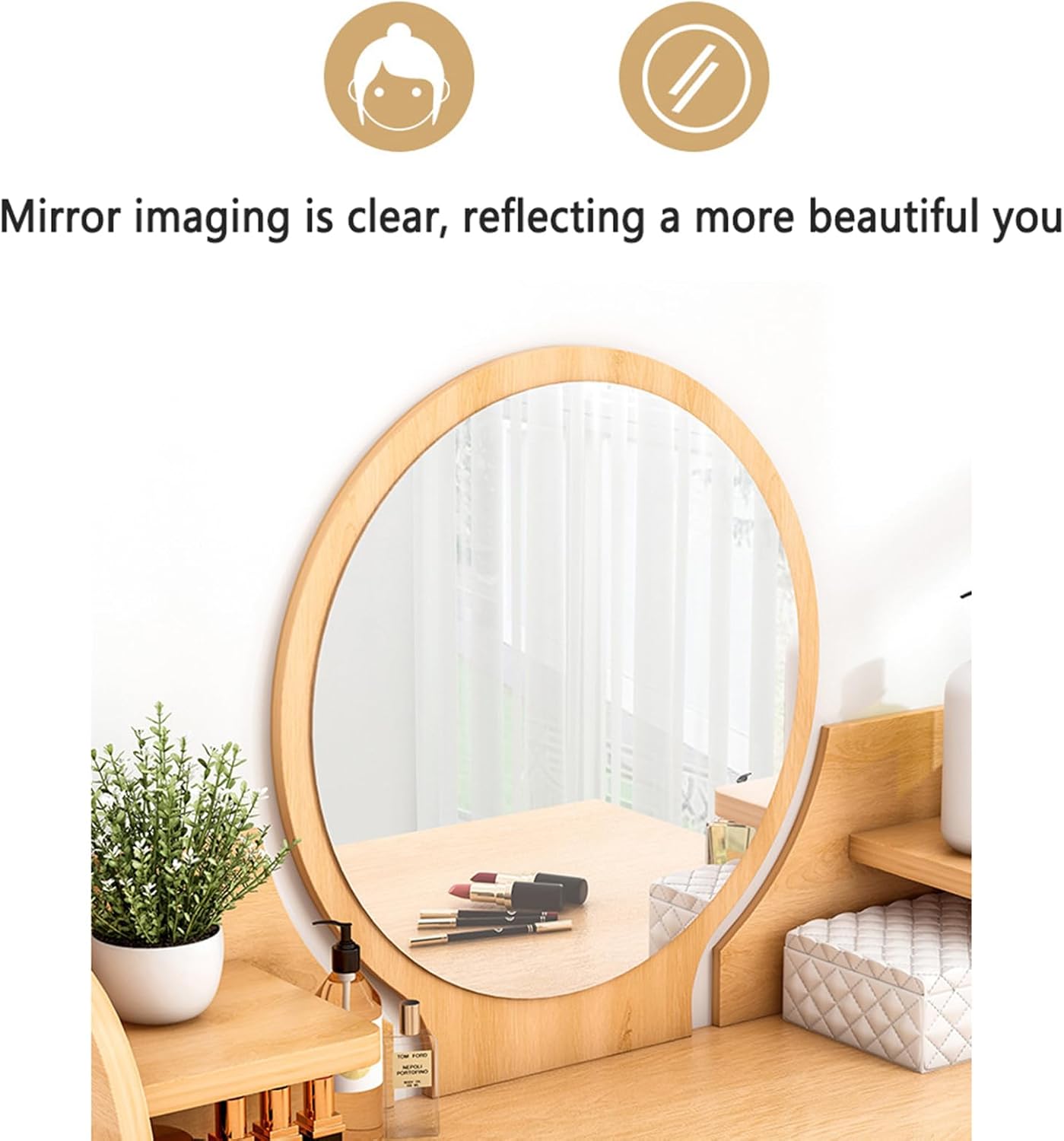 Fashion Makeup Vanity with Mirror, Vanity Desk with Open & Hidden Storage Shelves as, Makeup Dressing Vanity Table Set with 2 Large Drawers for Women Girls