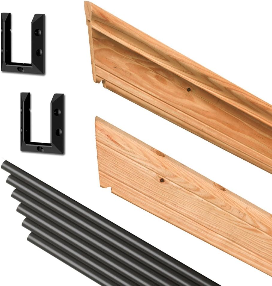 6 ft. Pressure-Treated Cedar-Tone Stair Deck Railing Kit with Black Aluminum Balusters, Pre-cut, Pre-stained, Pre-drilled