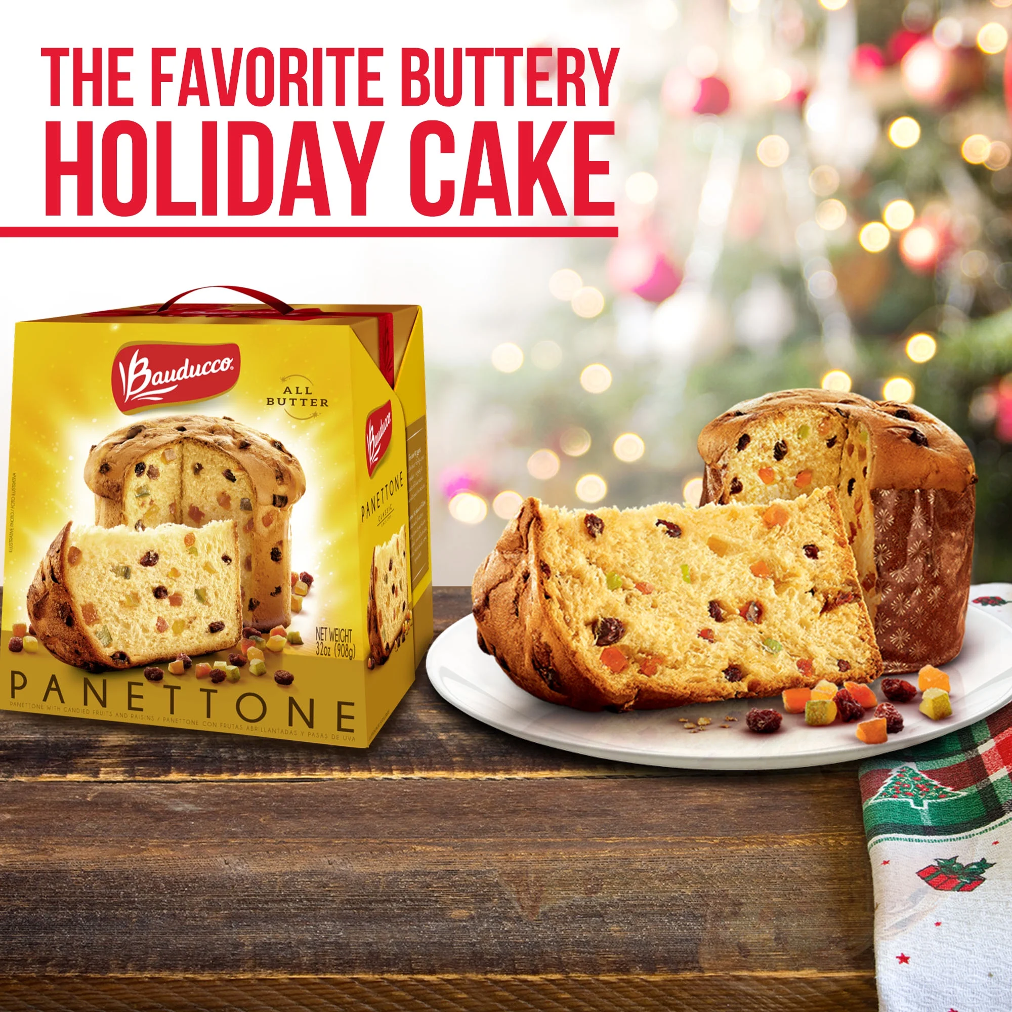 Bauducco Panettone - Traditional Holiday Cake - Moist & Fresh Specialty Cake - All Butter Gift Pack 32.05 Oz
